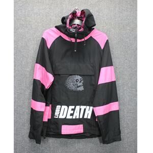 Liquid Death Wind Slasher Windbreaker Hoodie Size Small Balck Pink